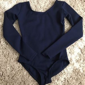 Navy blue long sleeve leotard